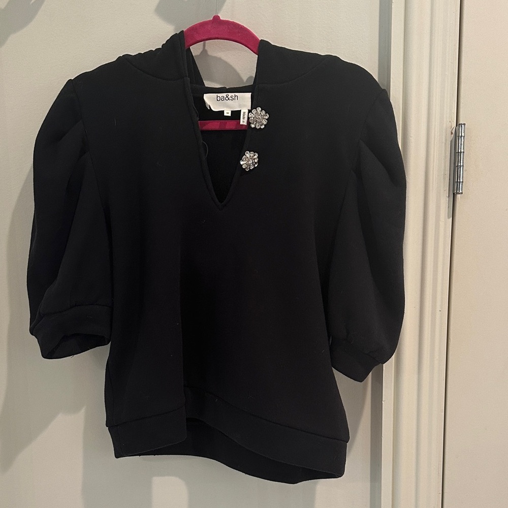 ba&sh Black Top with Crystal Accents